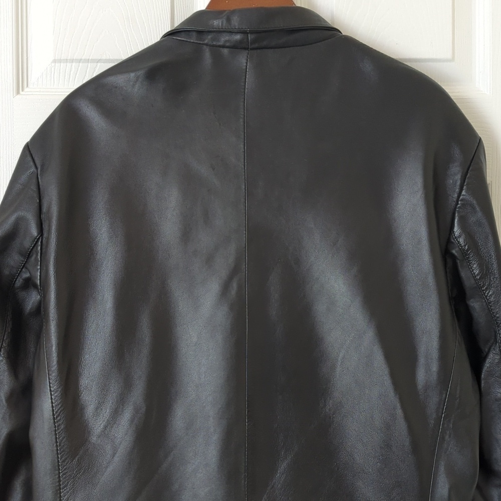 Lineage 90's Vintage Classic Genuine Leather Blazer Jacket Black 40 Large - Picture 14 of 16